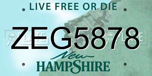 ZEG5878 New Hampshire License Plate