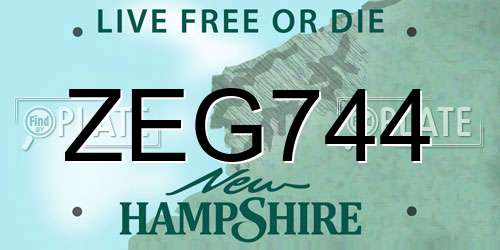 ZEG744 New Hampshire License Plate
