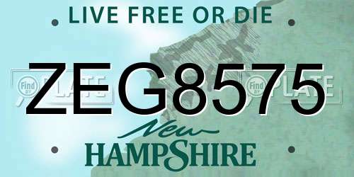 ZEG8575 New Hampshire License Plate