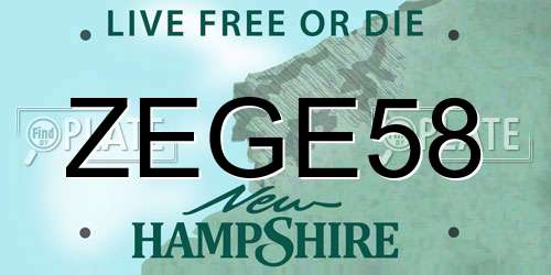 ZEGE58 New Hampshire License Plate