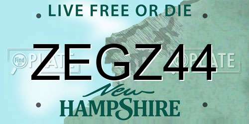 ZEGZ44 New Hampshire License Plate
