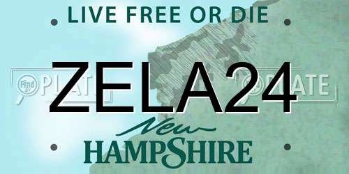 ZELA24 New Hampshire License Plate