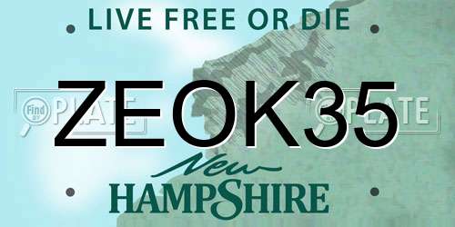 ZEOK35 New Hampshire License Plate