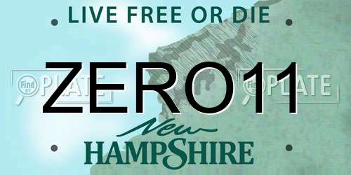 ZERO11 New Hampshire License Plate