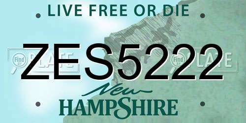 ZES5222 New Hampshire License Plate