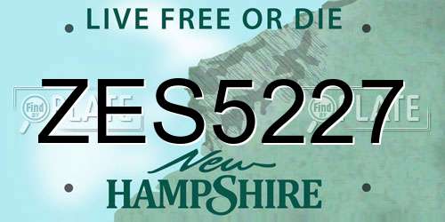 ZES5227 New Hampshire License Plate