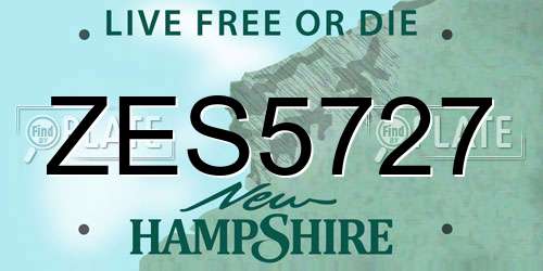 ZES5727 New Hampshire License Plate