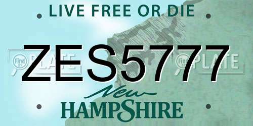 ZES5777 New Hampshire License Plate