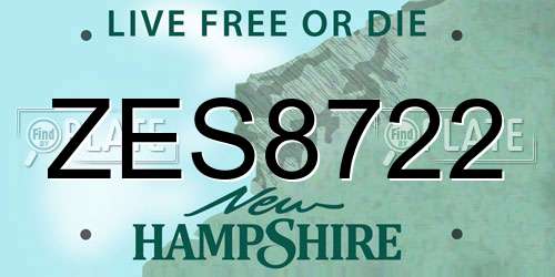 ZES8722 New Hampshire License Plate
