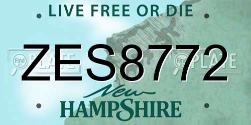 ZES8772 New Hampshire License Plate