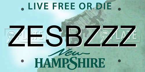 ZESBZZZ New Hampshire License Plate