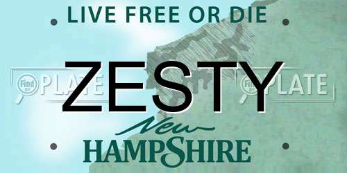 ZESTY New Hampshire License Plate