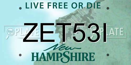 ZET53I New Hampshire License Plate