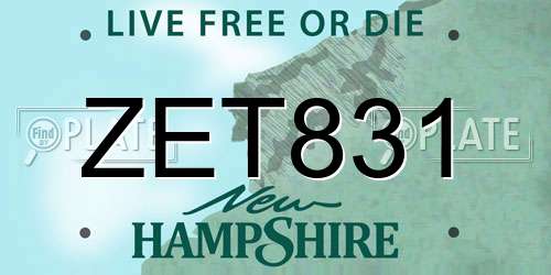ZET831 New Hampshire License Plate