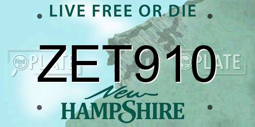 ZET910 New Hampshire License Plate