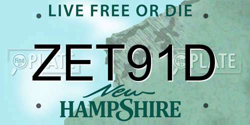 ZET91D New Hampshire License Plate