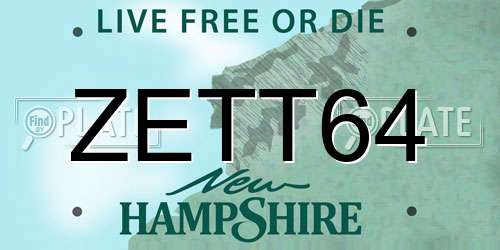 ZETT64 New Hampshire License Plate