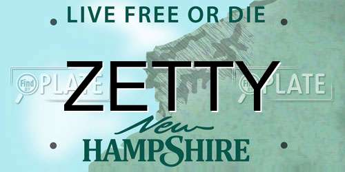 ZETTY New Hampshire License Plate