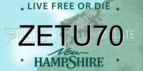 ZETU70 New Hampshire License Plate