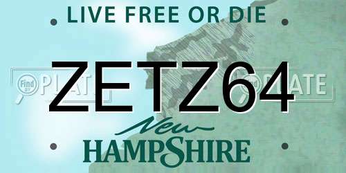 ZETZ64 New Hampshire License Plate