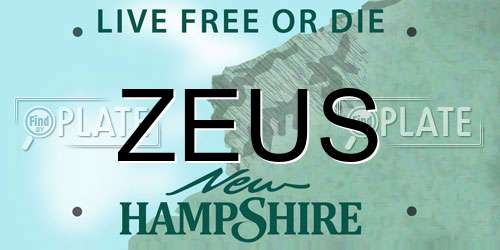 ZEUS New Hampshire License Plate