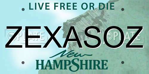 ZEXASOZ New Hampshire License Plate