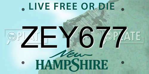 ZEY677 New Hampshire License Plate