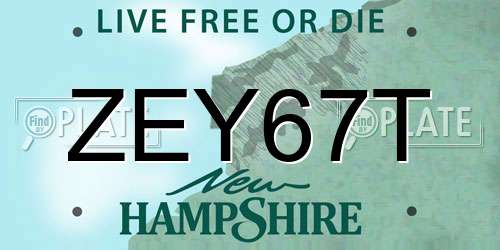 ZEY67T New Hampshire License Plate