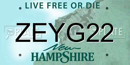ZEYG22 New Hampshire License Plate