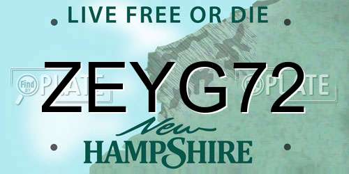 ZEYG72 New Hampshire License Plate