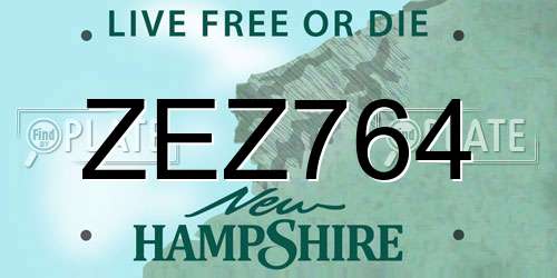 ZEZ764 New Hampshire License Plate