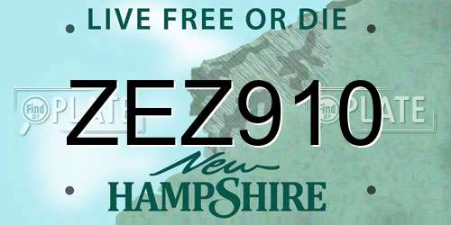 ZEZ910 New Hampshire License Plate