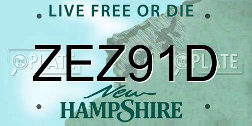 ZEZ91D New Hampshire License Plate