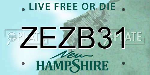 ZEZB31 New Hampshire License Plate