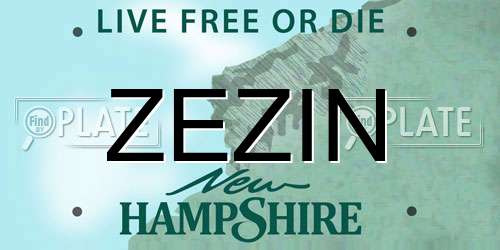 ZEZIN New Hampshire License Plate