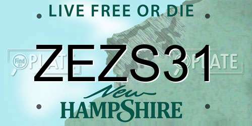 ZEZS31 New Hampshire License Plate