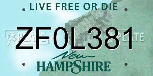 ZF0L381 New Hampshire License Plate