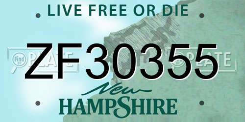 ZF30355 New Hampshire License Plate