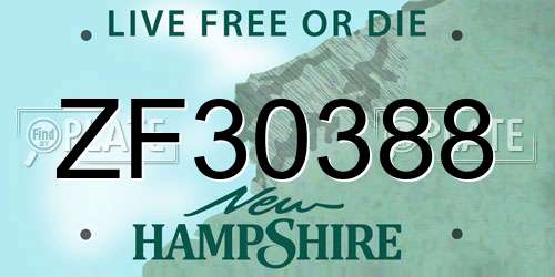 ZF30388 New Hampshire License Plate
