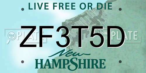 ZF3T5D New Hampshire License Plate