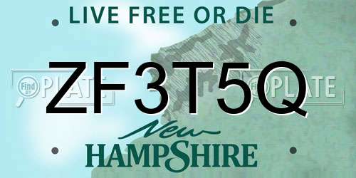 ZF3T5Q New Hampshire License Plate
