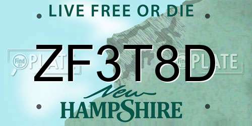 ZF3T8D New Hampshire License Plate