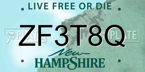 ZF3T8Q New Hampshire License Plate