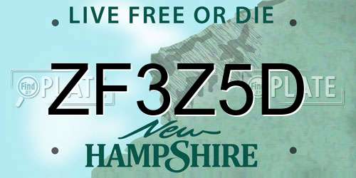 ZF3Z5D New Hampshire License Plate