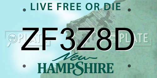 ZF3Z8D New Hampshire License Plate