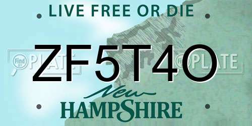 ZF5T4O New Hampshire License Plate