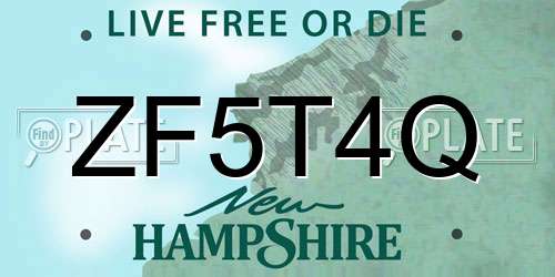 ZF5T4Q New Hampshire License Plate