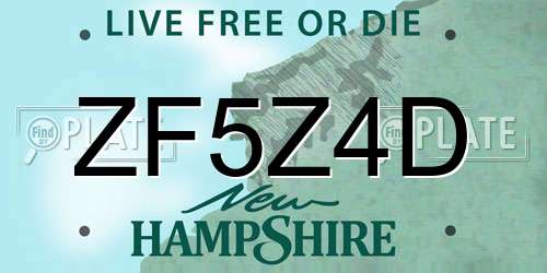 ZF5Z4D New Hampshire License Plate