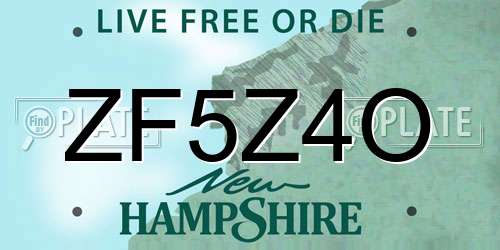 ZF5Z4O New Hampshire License Plate