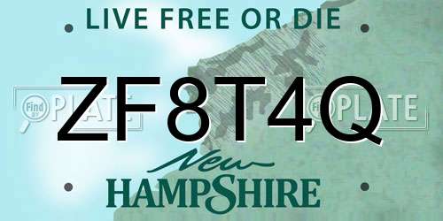 ZF8T4Q New Hampshire License Plate